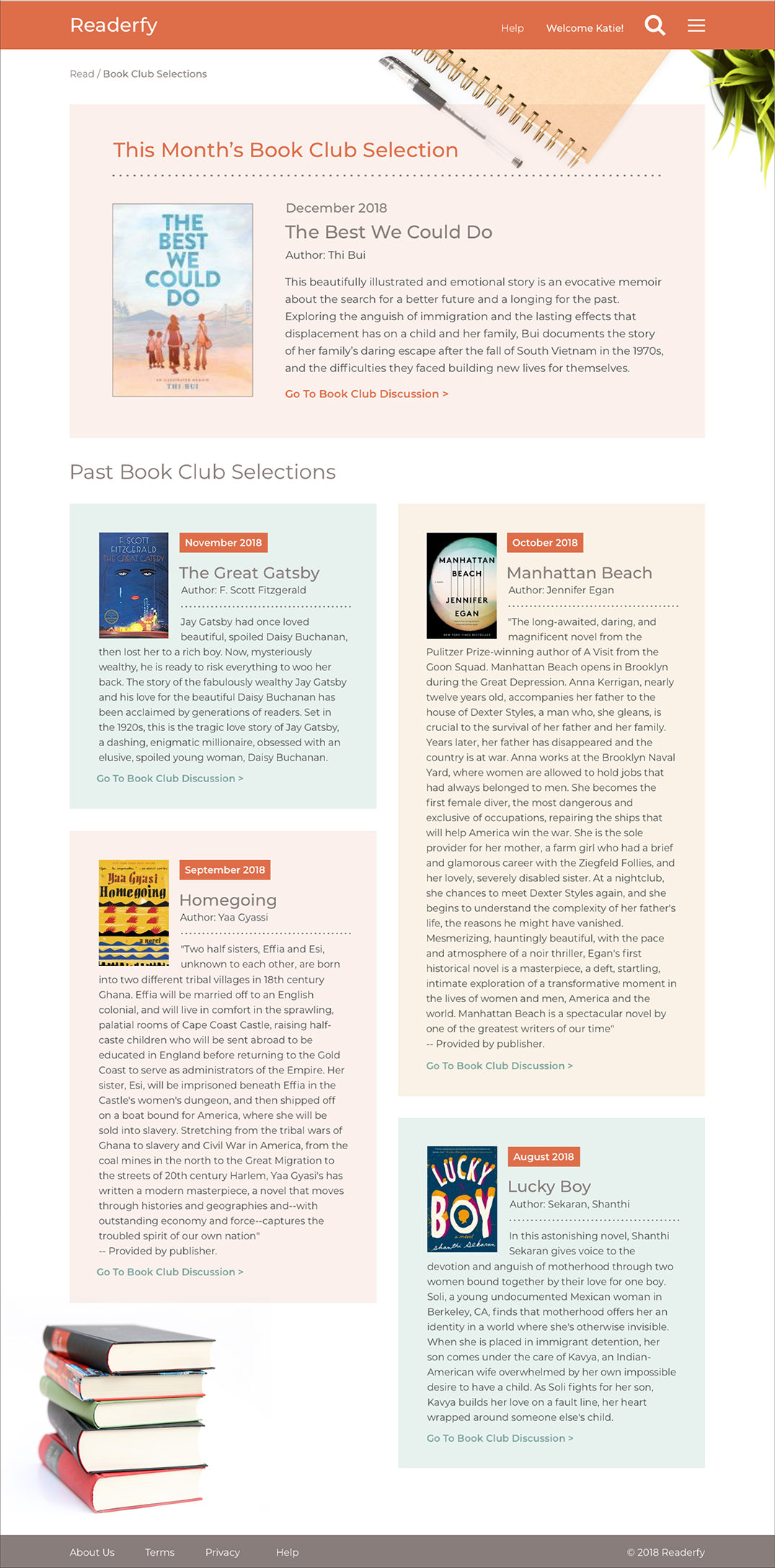 Readerfy Book Club Selection Full Page Screenshot